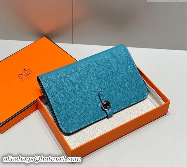 Good Looking Hermes R.M.S Togo Supple Leather Passport Holder H092402 Denim Blue 2024