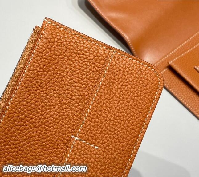 Good Taste Hermes R.M.S Togo Supple Leather Passport Holder H092402 Golden Brown 2024