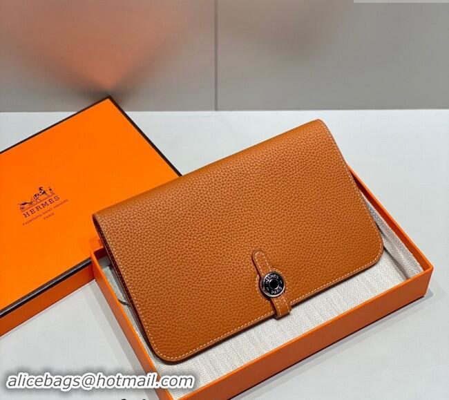 Good Taste Hermes R.M.S Togo Supple Leather Passport Holder H092402 Golden Brown 2024