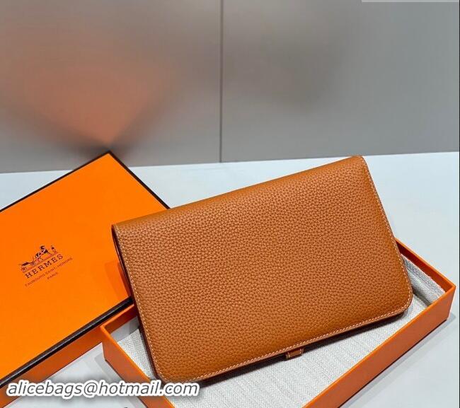 Good Taste Hermes R.M.S Togo Supple Leather Passport Holder H092402 Golden Brown 2024