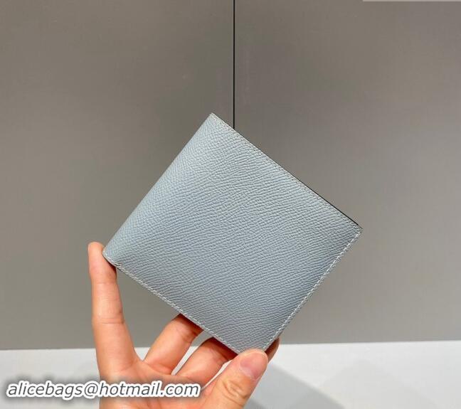 Top Grade Hermes Epsom Leather Bifold Wallet H092403 Linen Blue 2024