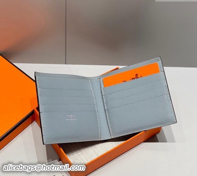 Top Grade Hermes Epsom Leather Bifold Wallet H092403 Linen Blue 2024