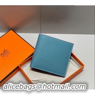 Buy Inexpensive Hermes Epsom Leather Bifold Wallet H092403 Denim Blue 2024