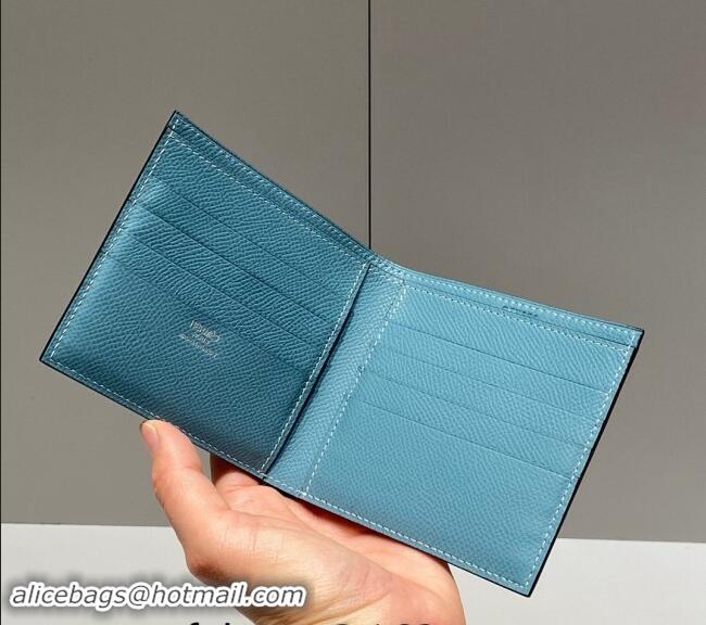 Buy Inexpensive Hermes Epsom Leather Bifold Wallet H092403 Denim Blue 2024