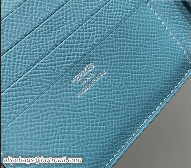 Buy Inexpensive Hermes Epsom Leather Bifold Wallet H092403 Denim Blue 2024