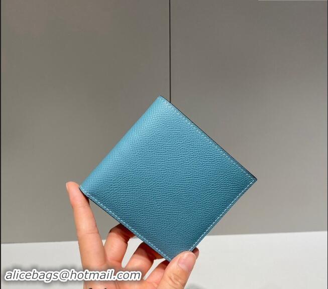 Buy Inexpensive Hermes Epsom Leather Bifold Wallet H092403 Denim Blue 2024