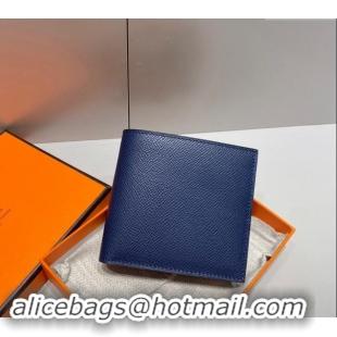 Buy Discount Hermes Epsom Leather Bifold Wallet H092403 Midnight Blue 2024