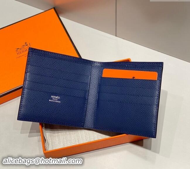 Buy Discount Hermes Epsom Leather Bifold Wallet H092403 Midnight Blue 2024