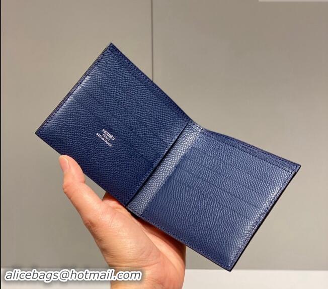 Buy Discount Hermes Epsom Leather Bifold Wallet H092403 Midnight Blue 2024