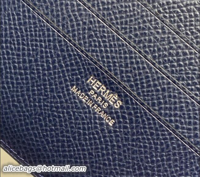 Buy Discount Hermes Epsom Leather Bifold Wallet H092403 Midnight Blue 2024