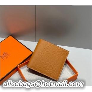 Top Quality Hermes Epsom Leather Bifold Wallet H092403 Golden Brown 2024