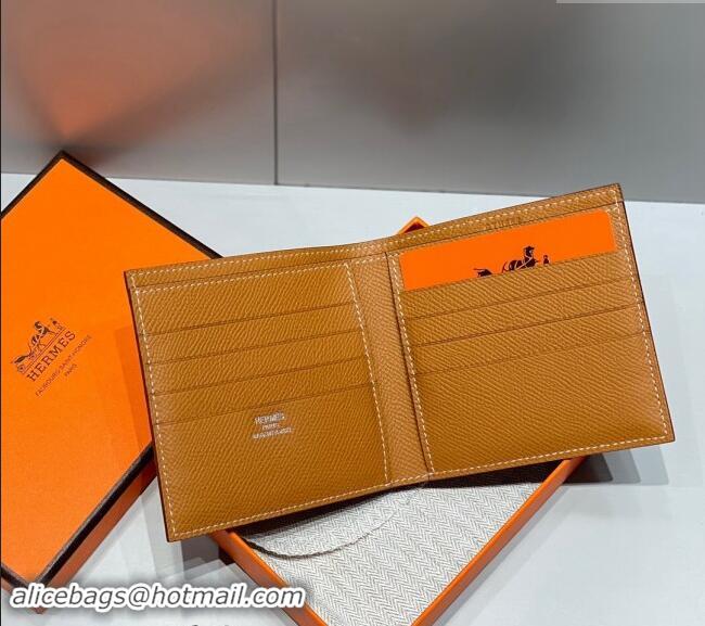 Top Quality Hermes Epsom Leather Bifold Wallet H092403 Golden Brown 2024