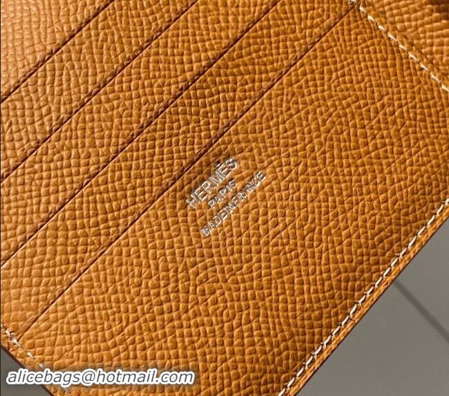 Top Quality Hermes Epsom Leather Bifold Wallet H092403 Golden Brown 2024