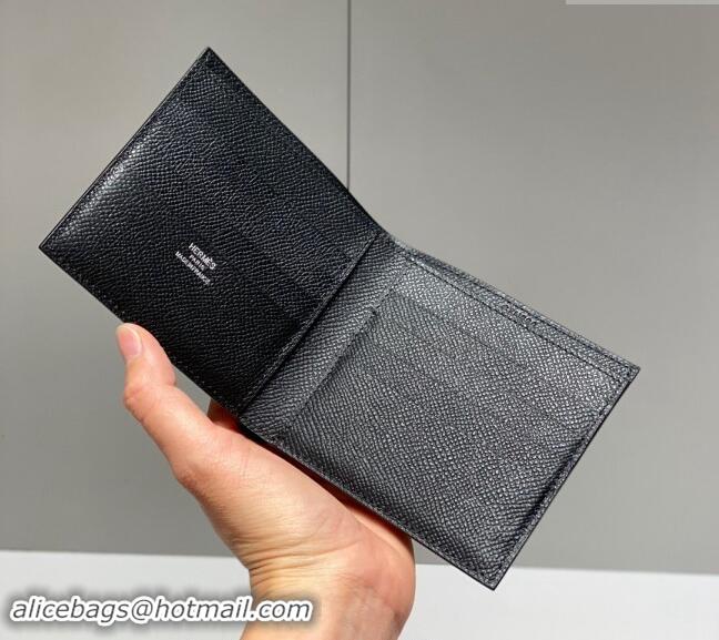 Top Grade Hermes Epsom Leather Bifold Wallet H092403 Black 2024