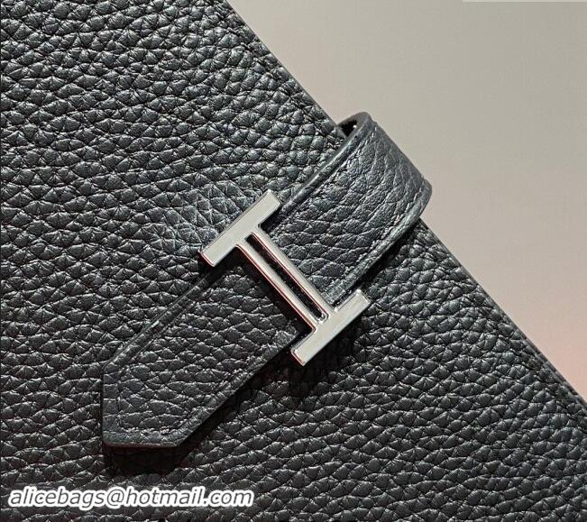 Top Quality Hermes Bearn Togo Supple Leather Long Wallet H092404 Black/Silver 2024