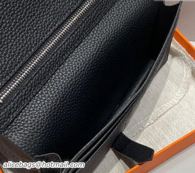 Top Quality Hermes Bearn Togo Supple Leather Long Wallet H092404 Black/Silver 2024