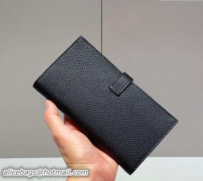 Top Quality Hermes Bearn Togo Supple Leather Long Wallet H092404 Black/Silver 2024