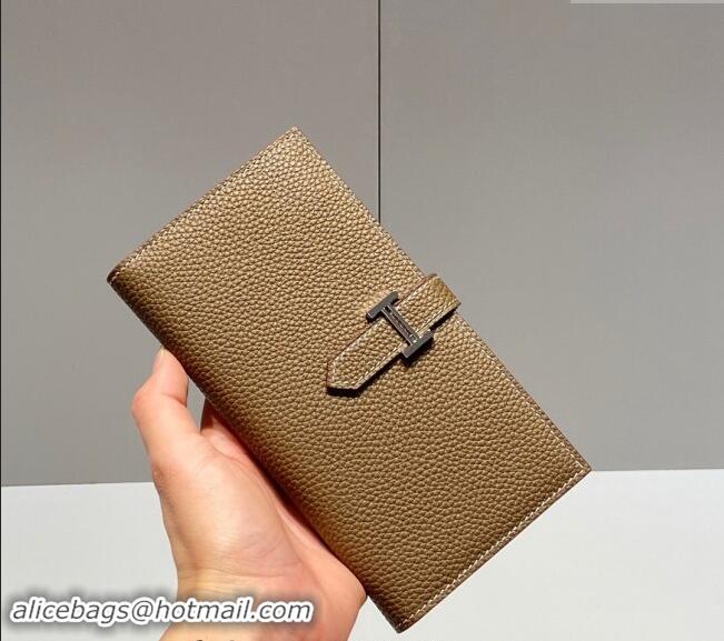 Top Design Hermes Bearn Togo Supple Leather Long Wallet H092404 Elephant Grey/Silver 2024