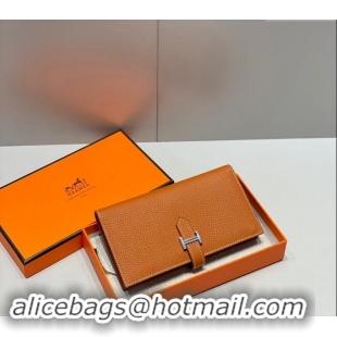 Top Quality Hermes Bearn Togo Supple Leather Long Wallet H092404 Brown/Silver 2024