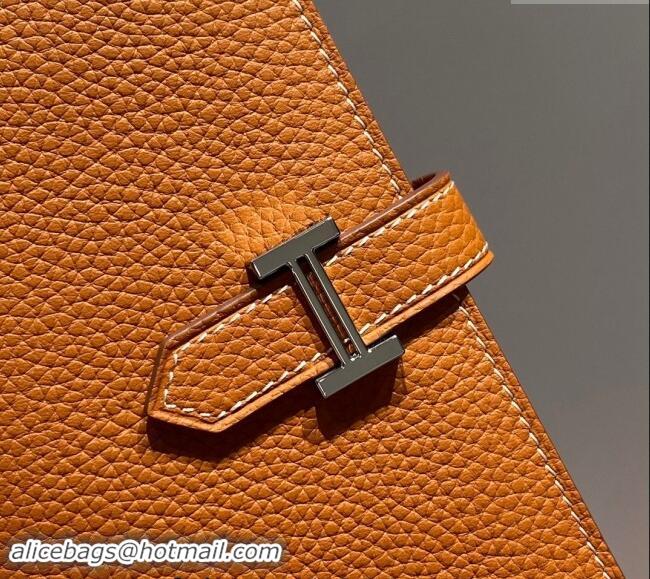 Top Quality Hermes Bearn Togo Supple Leather Long Wallet H092404 Brown/Silver 2024