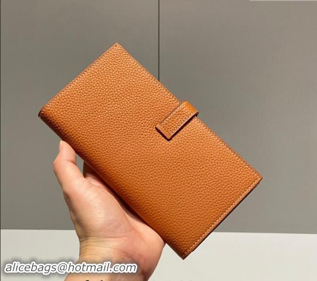 Top Quality Hermes Bearn Togo Supple Leather Long Wallet H092404 Brown/Silver 2024