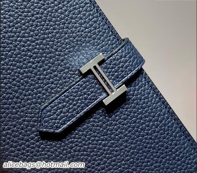 Best Price Hermes Bearn Togo Supple Leather Long Wallet H092404 Navy Blue/Silver 2024