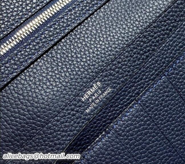 Best Price Hermes Bearn Togo Supple Leather Long Wallet H092404 Navy Blue/Silver 2024