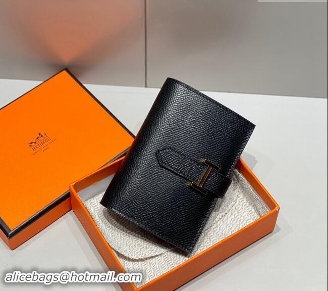 Grade Quality Hermes Bearn Epsom Leather Mini Wallet H092405 Black/Gold 2024