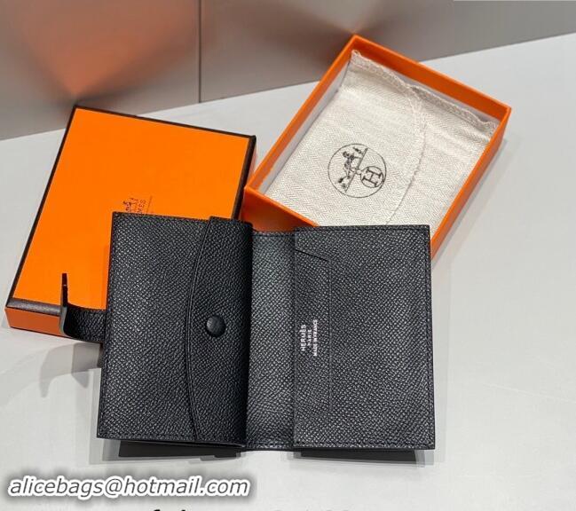 Buy Cheap Hermes Bearn Epsom Leather Mini Wallet H092405 Black/Silver 2024