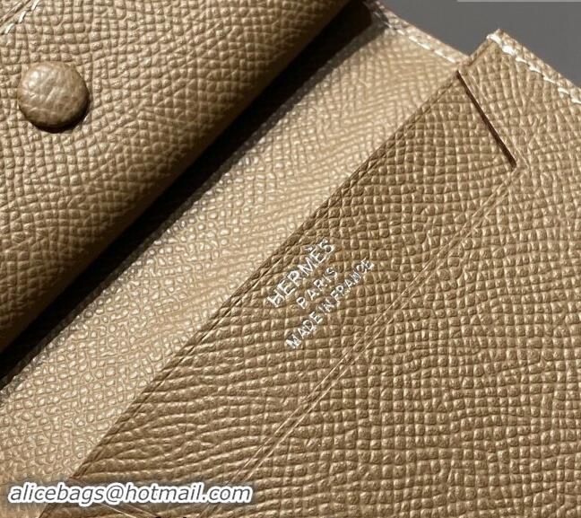 Grade Discount Hermes Bearn Epsom Leather Mini Wallet H092405 Elephant Grey/Silver 2024