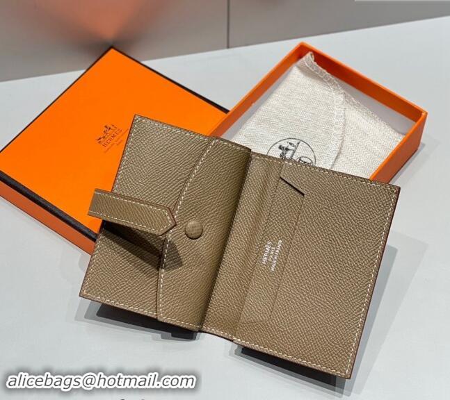 Grade Discount Hermes Bearn Epsom Leather Mini Wallet H092405 Elephant Grey/Silver 2024