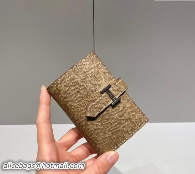 Grade Discount Hermes Bearn Epsom Leather Mini Wallet H092405 Elephant Grey/Silver 2024