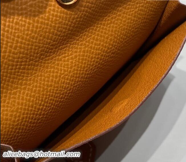 Pretty Style Hermes Bearn Epsom Leather Mini Wallet H092405 Brown/Gold 2024