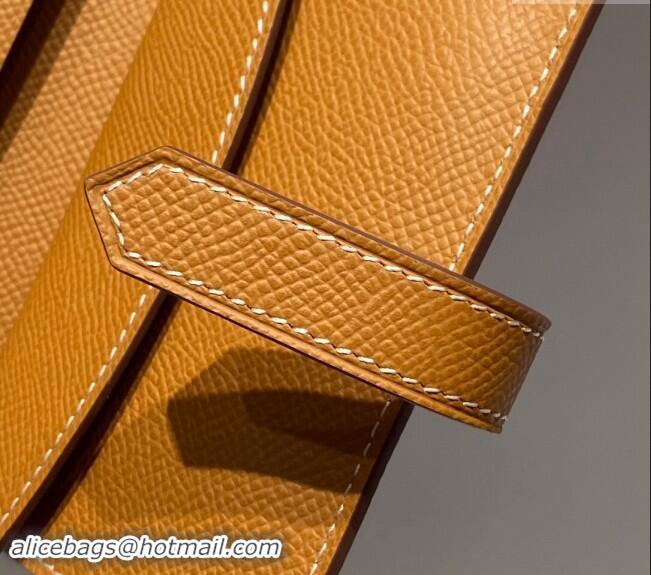 Pretty Style Hermes Bearn Epsom Leather Mini Wallet H092405 Brown/Gold 2024