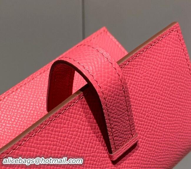 Well Crafted Hermes Bearn Epsom Leather Mini Wallet H092405 Lipstick Pink 2024