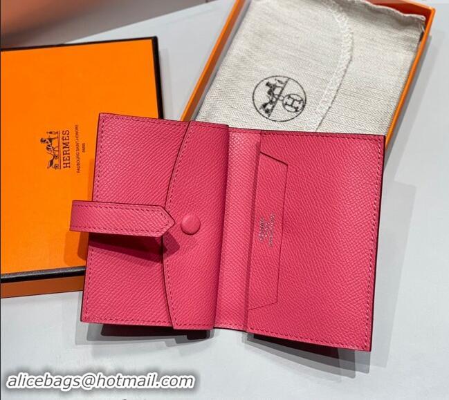 Well Crafted Hermes Bearn Epsom Leather Mini Wallet H092405 Lipstick Pink 2024