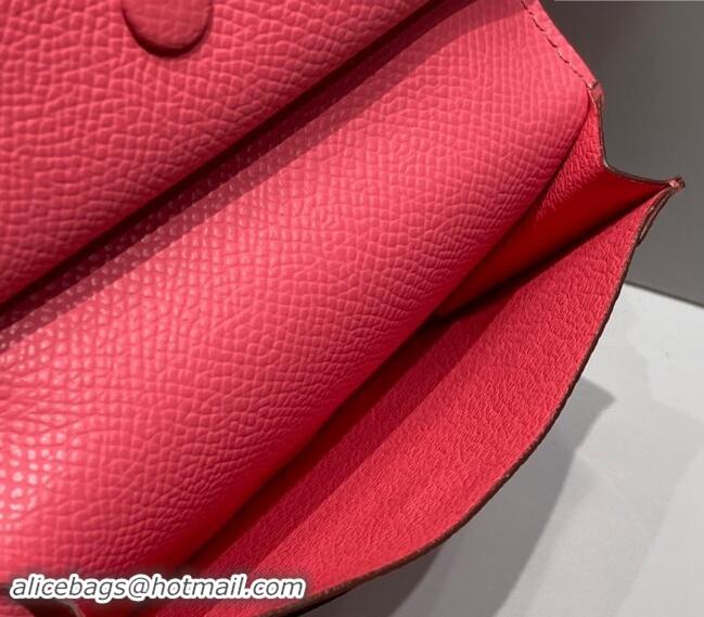 Well Crafted Hermes Bearn Epsom Leather Mini Wallet H092405 Lipstick Pink 2024