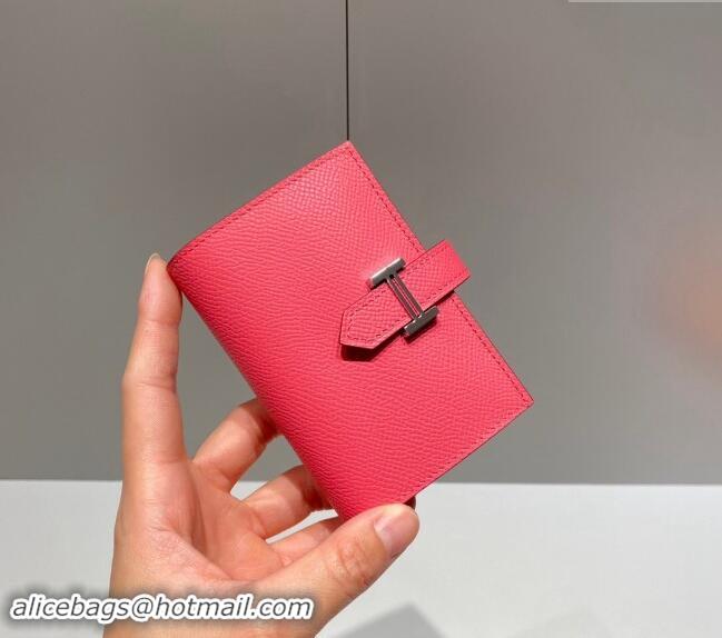 Well Crafted Hermes Bearn Epsom Leather Mini Wallet H092405 Lipstick Pink 2024