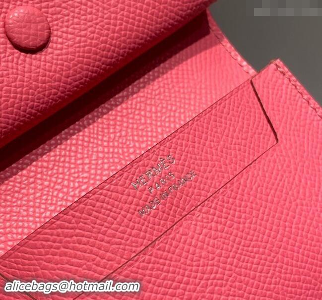 Well Crafted Hermes Bearn Epsom Leather Mini Wallet H092405 Lipstick Pink 2024