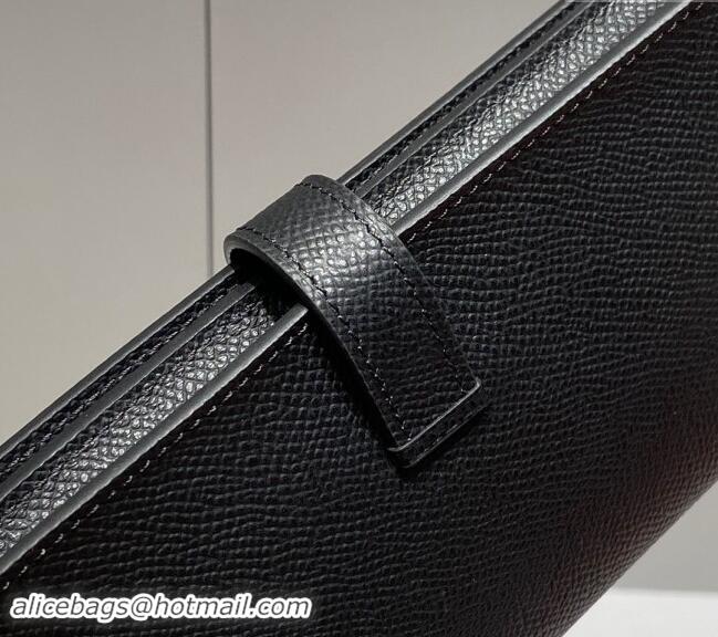 Buy Cheapest Hermes Bearn Epsom Leather Long Wallet H092404 Black/Silver 2024