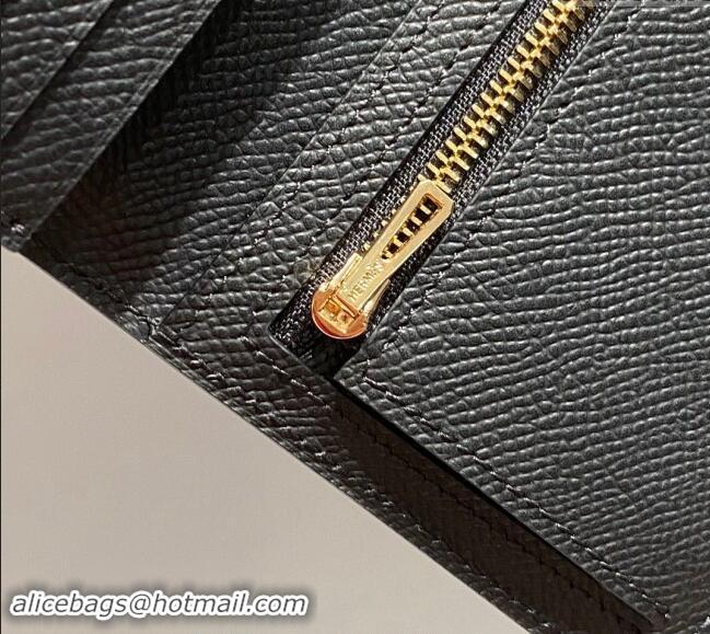 Good Looking Hermes Bearn Epsom Leather Long Wallet H092404 Black/Gold 2024