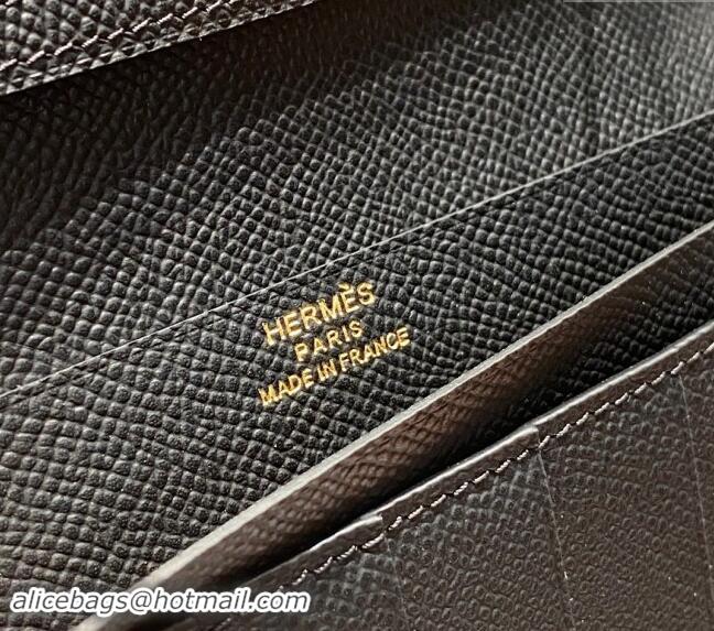 Good Looking Hermes Bearn Epsom Leather Long Wallet H092404 Black/Gold 2024