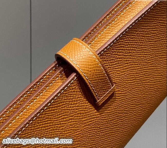 Buy Fashionable Hermes Bearn Epsom Leather Long Wallet H092404 Brown/Gold 2024