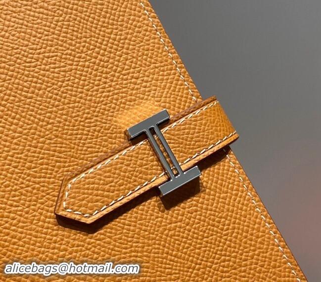 Affordable Price Hermes Bearn Epsom Leather Long Wallet H092404 Brown/Silver 2024