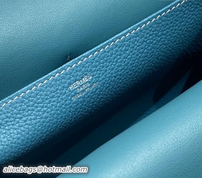 Best Price Hermes Halzan 25cm Bag in Togo Calfskin H092501 Denim Blue/Silver 2024