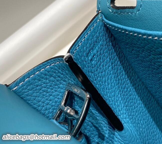 Best Price Hermes Halzan 25cm Bag in Togo Calfskin H092501 Denim Blue/Silver 2024