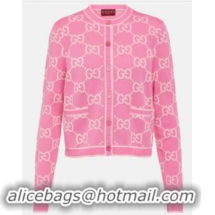 New Fashion Super Quality Gucci GG Cotton Jacquard Cardigan G8745 Pink