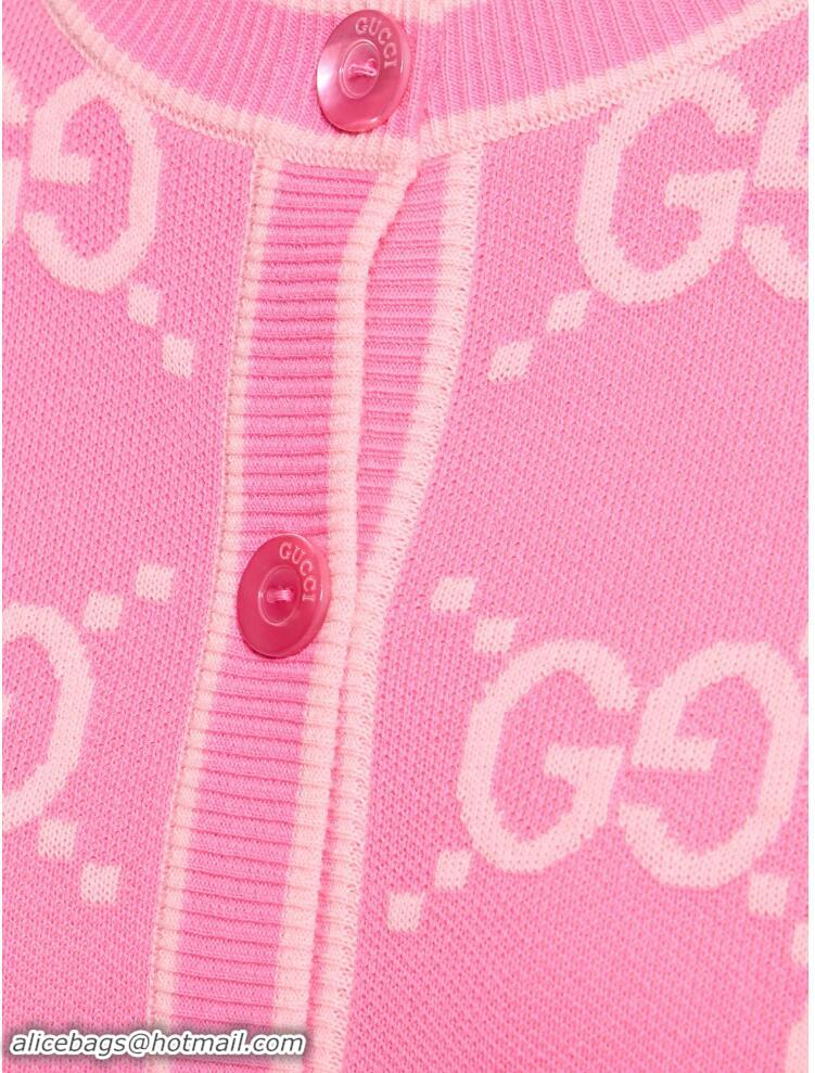 New Fashion Super Quality Gucci GG Cotton Jacquard Cardigan G8745 Pink