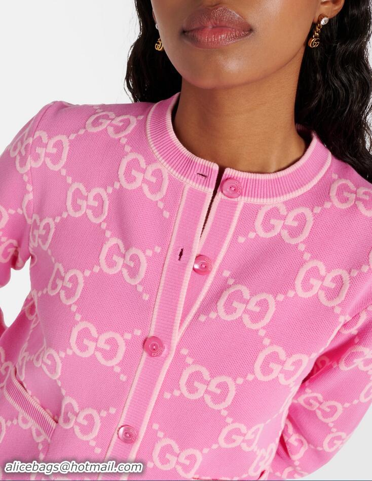 New Fashion Super Quality Gucci GG Cotton Jacquard Cardigan G8745 Pink