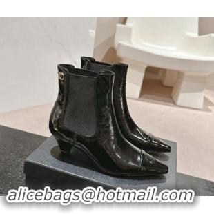 Best Product Chanel Calfskin Heel Pointed Ankle Boots Black 909099